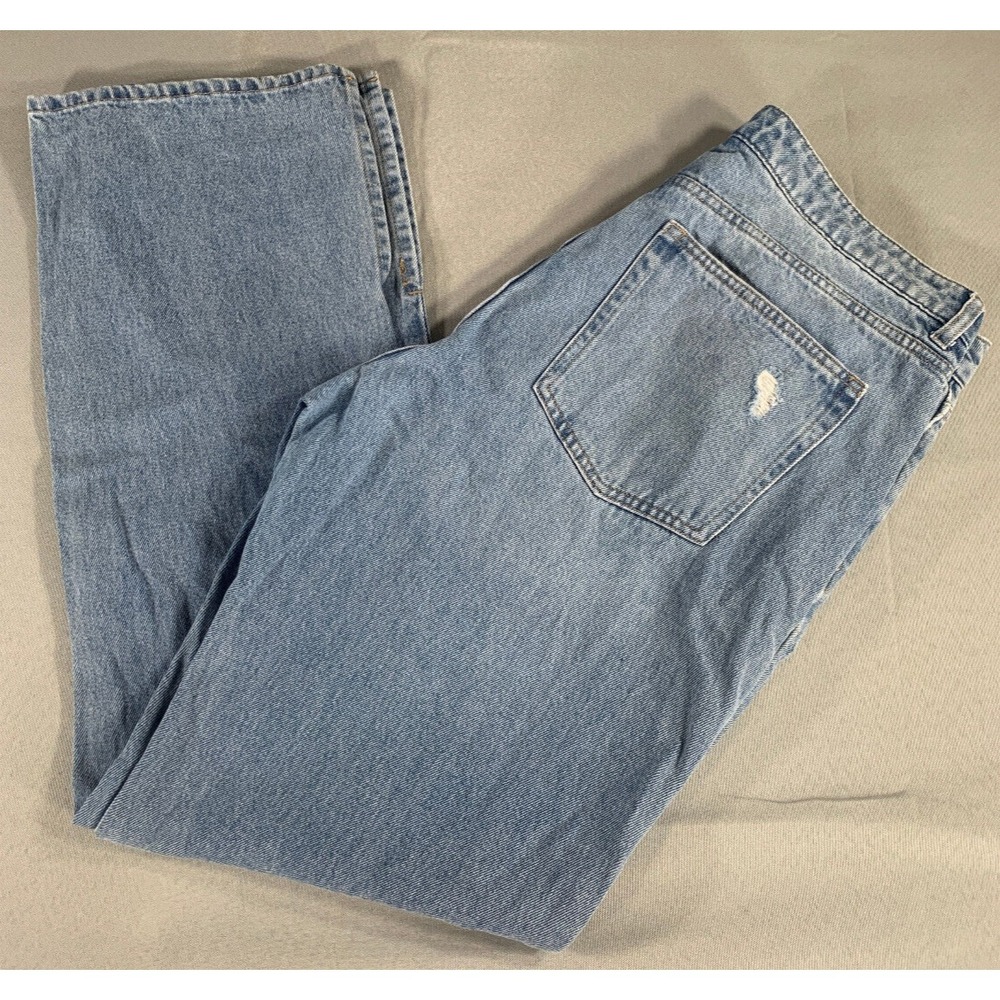 H&amp;M Bootcut Jeans Womens 34x28 Light Wash Side Slit Distressed Y2K Denim NWT